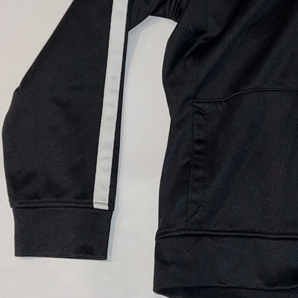 Place Sport Size L 10/12 Kids Athletic Black with White Stripes Zipper Jacket - Picture 4 of 6